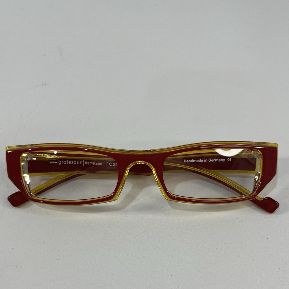 New Grotesque Eye Glasses Frame Germany Foster 161 Red‎ Yellow Designer Comfort